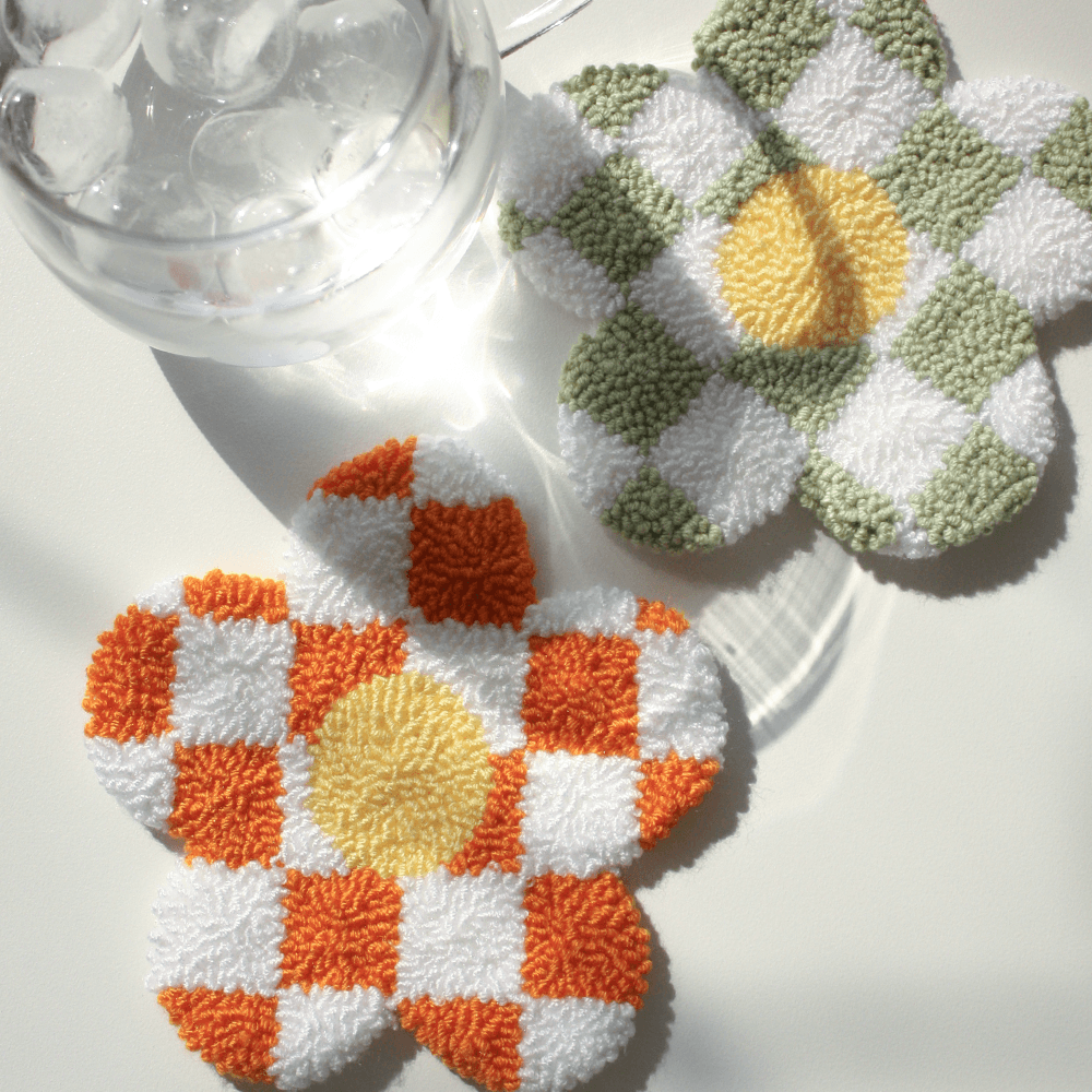 the coaster - Flower (green&orange)