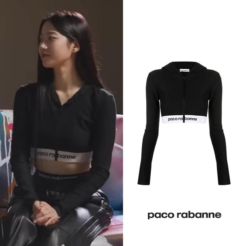 paco rabanne 파코라반 블랙 크롭 후디 (카즈하 착용)