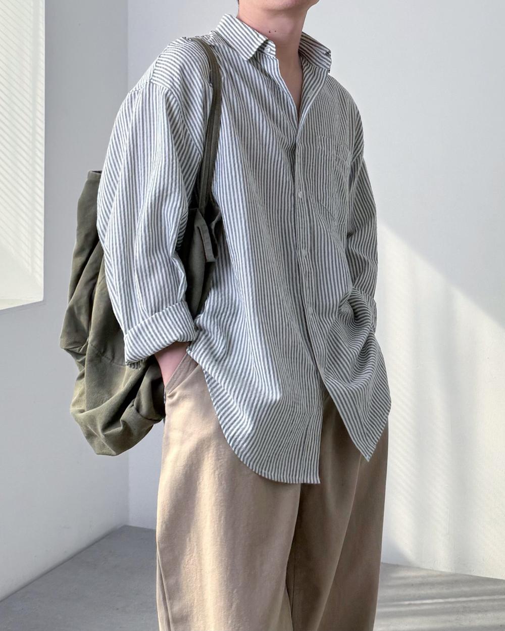 HLE 빅 오버 씬 코튼 셔츠(4C)