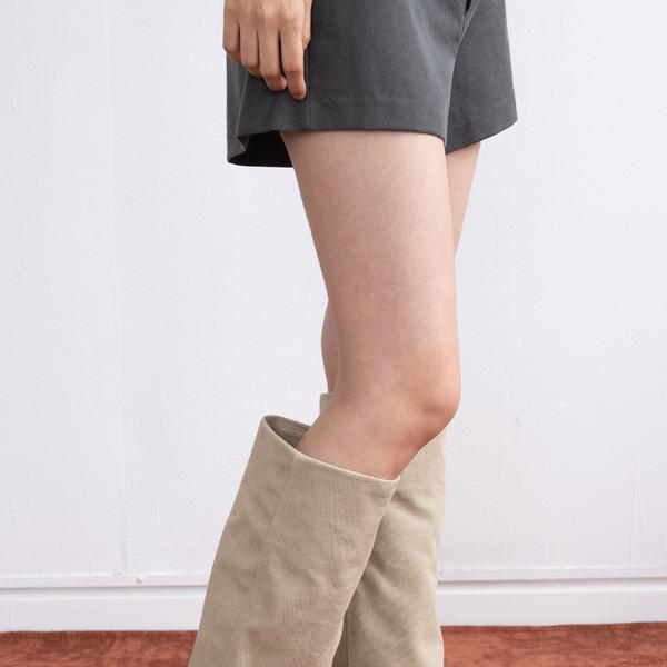 Linen Western Pointed Long Boots (Beige/5.5cm)