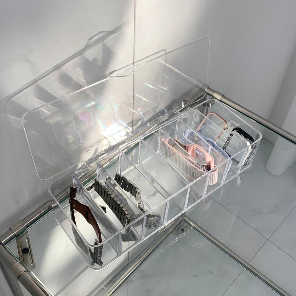 애플워치 갤럭시워치 스트랩 보관함 정리함 보관 정리 수납함 깔끔한 투명 아크릴 케이블 가죽시계 길들이기 파우치