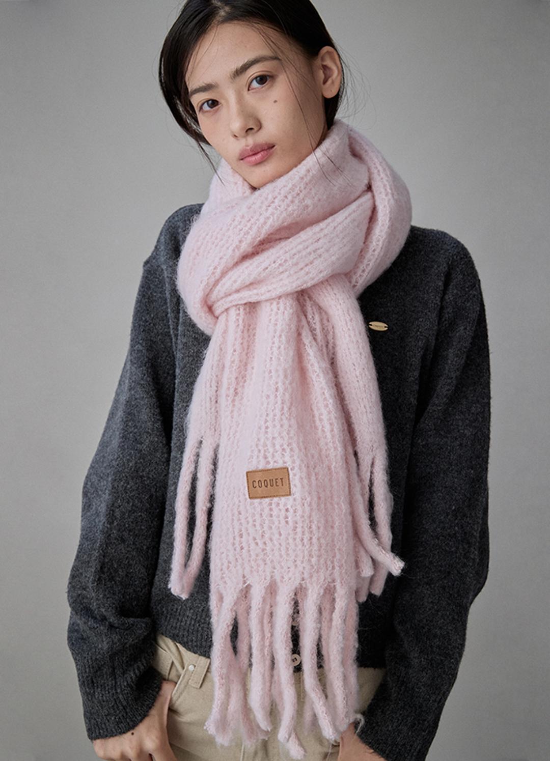 Teddy Emblem Muffler Soft Pink