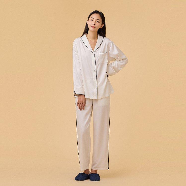여 새틴 숄카라 10부 파자마 세트