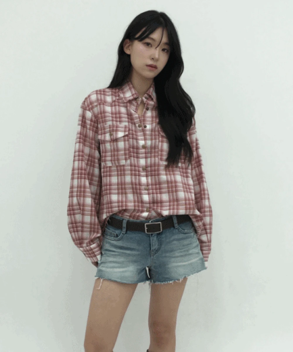 워싱 로우라이즈 숏데님팬츠