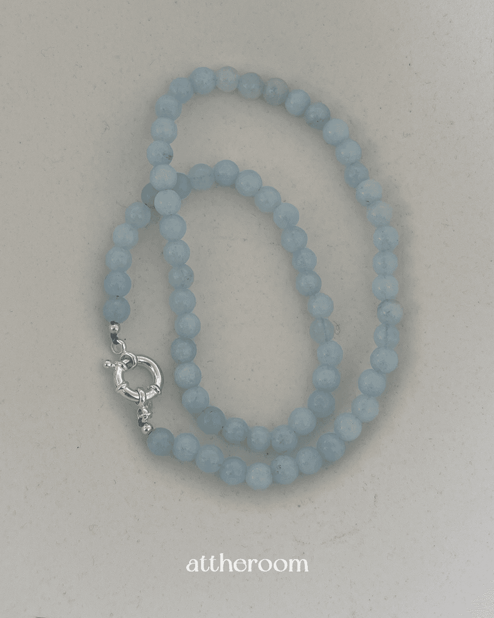 실버925 아쿠아마린 원석 볼목걸이