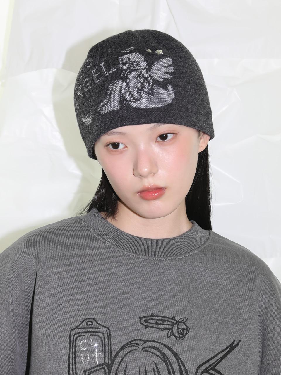 Egg Angel Beanie - CHARCOAL