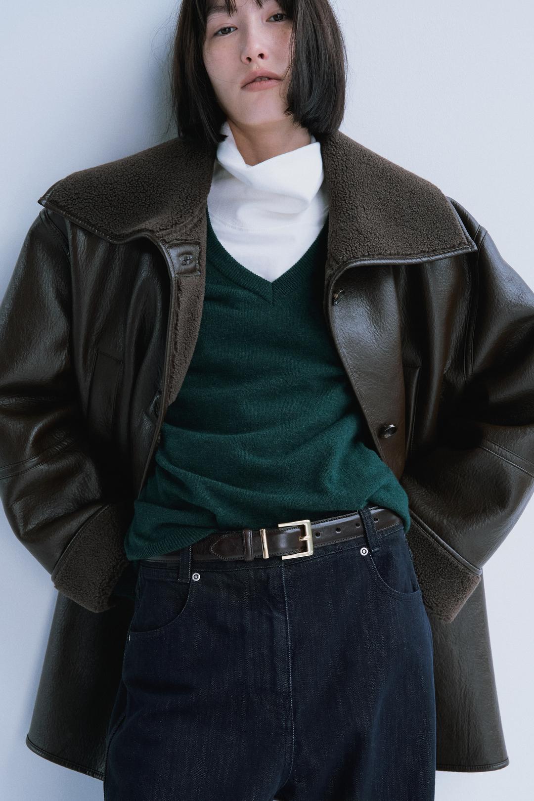 High-Collar Faux-Shearling Coat J203-93