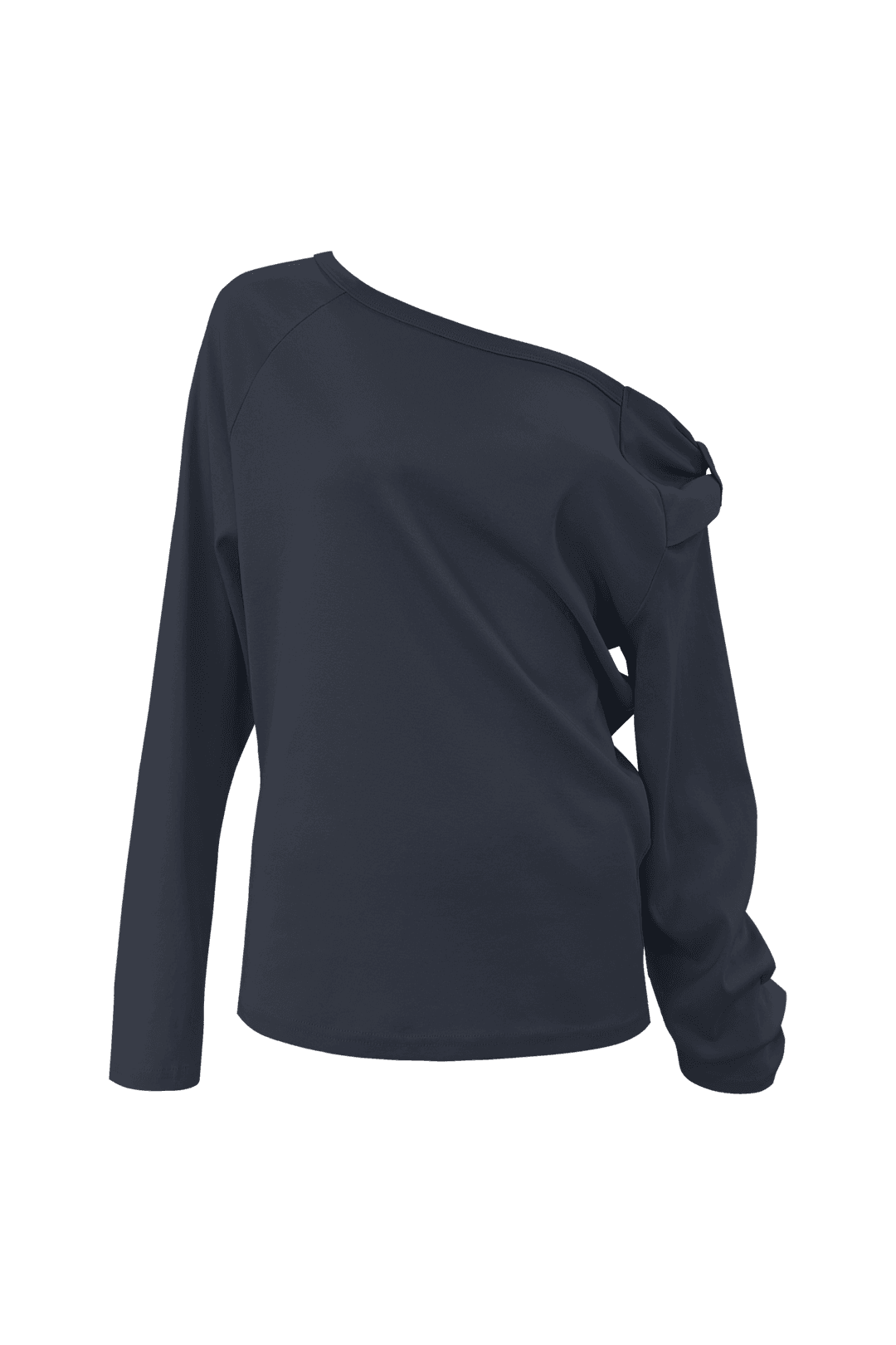 BOW ONE-SHOULDER LONG SLEEVE (NAVY)