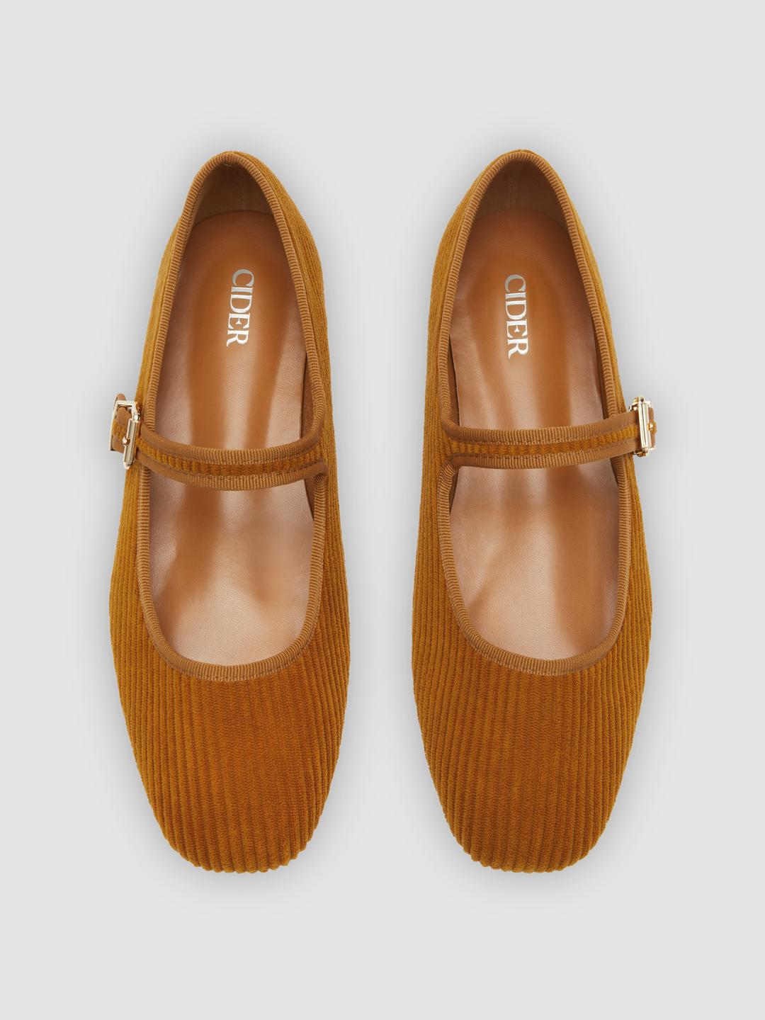 CORDUROY MARY JANE FLATS
