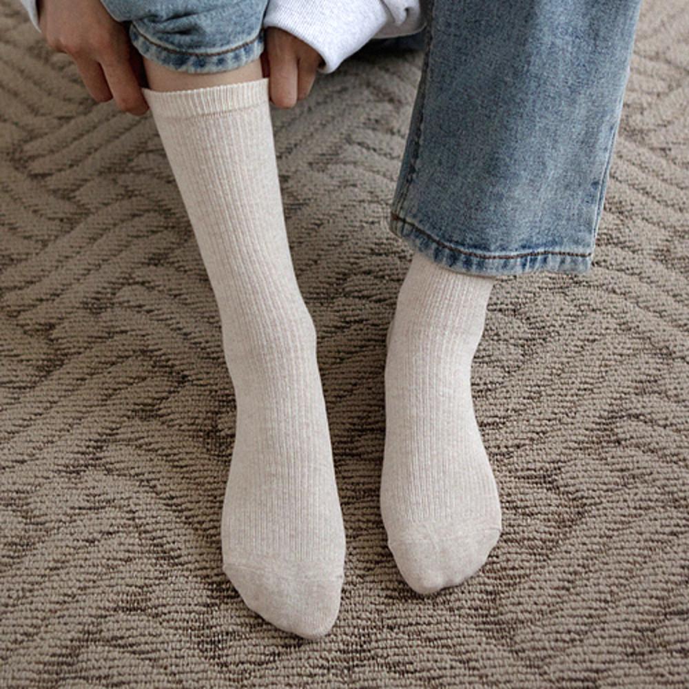 데일리 베이직 무지 골지 장목 롱 삭스 여자 긴양말 6색상 N117