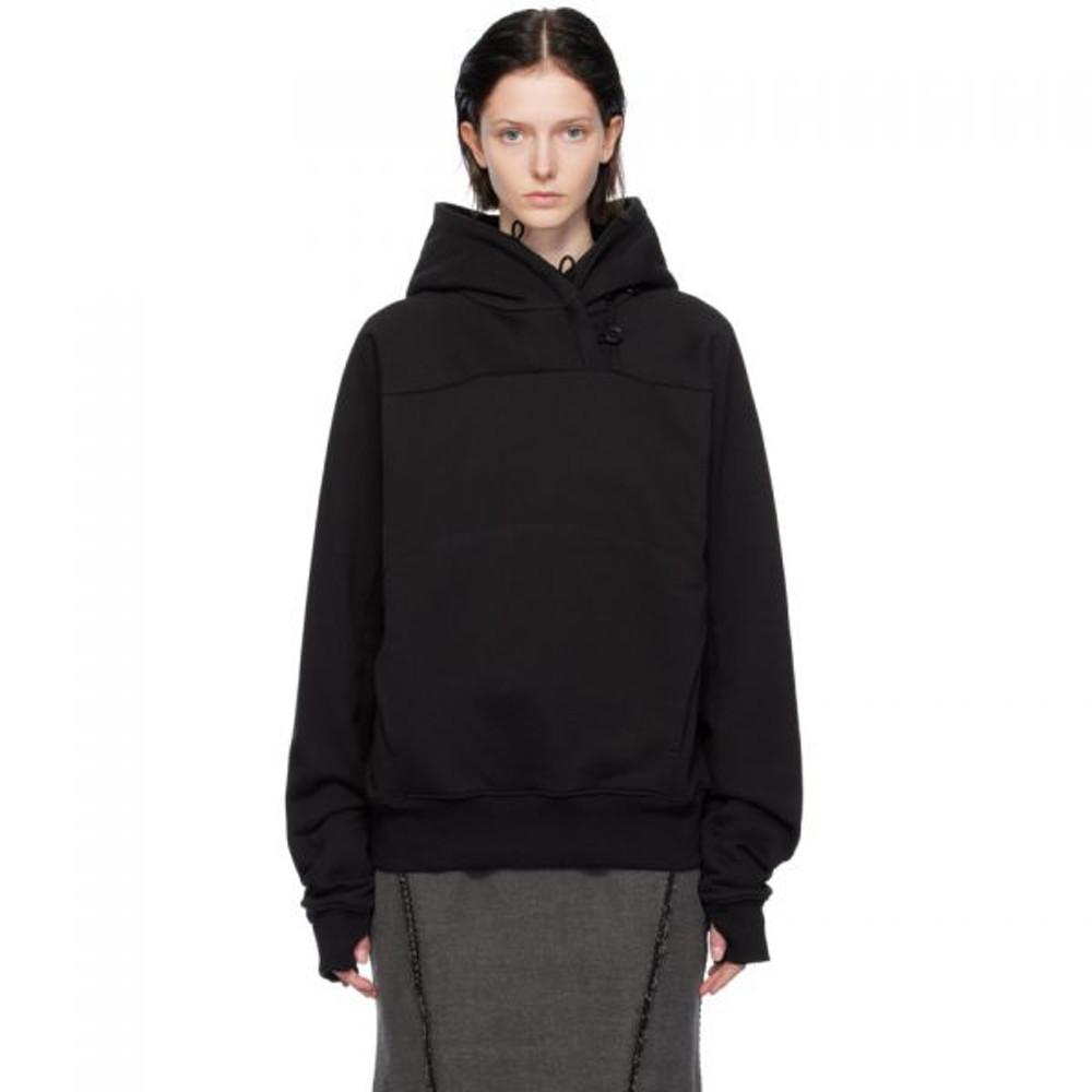 HYEIN SEO 블랙 버튼 후드 티셔츠 232429F097010