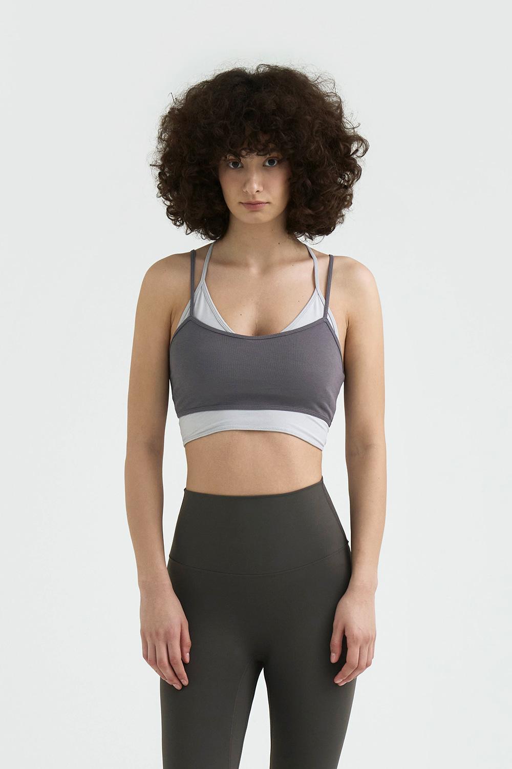 [1st re-stock] Line layered top_Charcoal