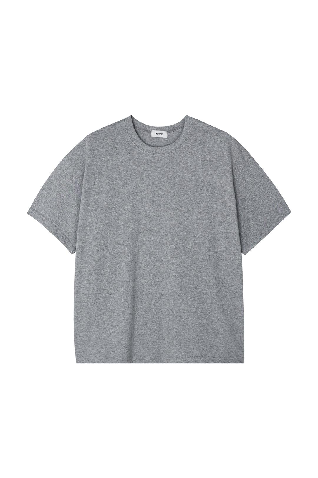 SHOULDER ROW-CUT CROP HALF T-SHIRT - GRAY