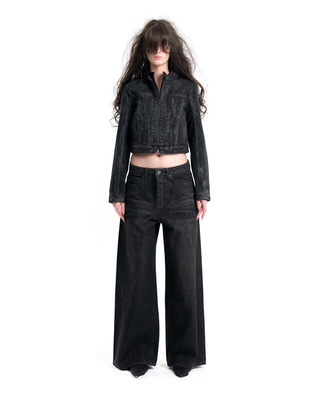 (EMMA) HOODED DENIM JACKET - 0 / BLACK