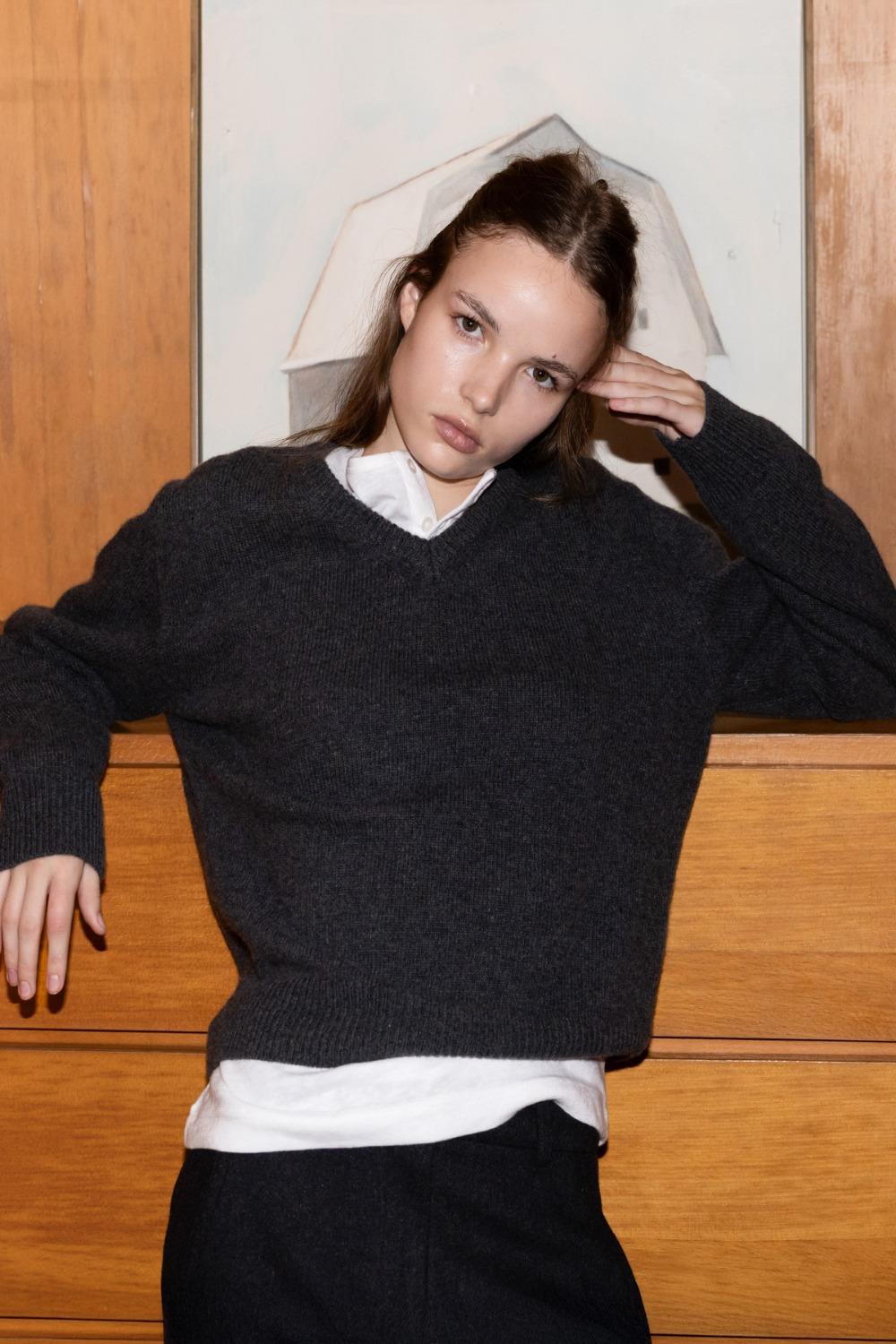 Rodin V neck Knit (Charcoal)