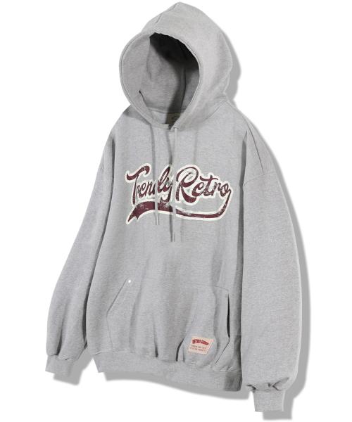 크랙 프린팅 로고 후드 - 그레이