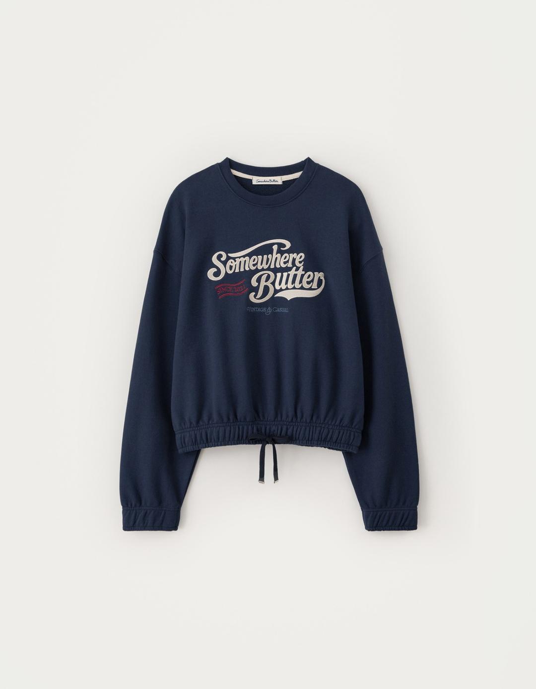 Banding Vintage Sweatshirt - Navy