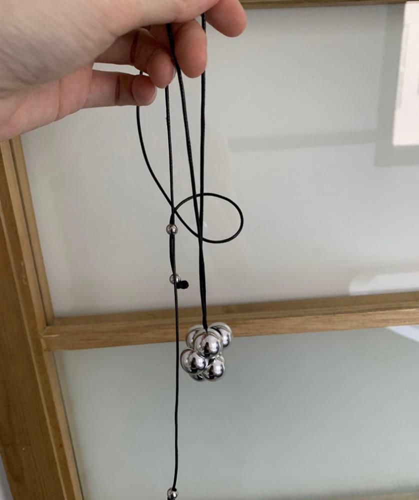 silver podo long layered necklace / 실버 포도 팬던트 롱 레이어드 목걸이