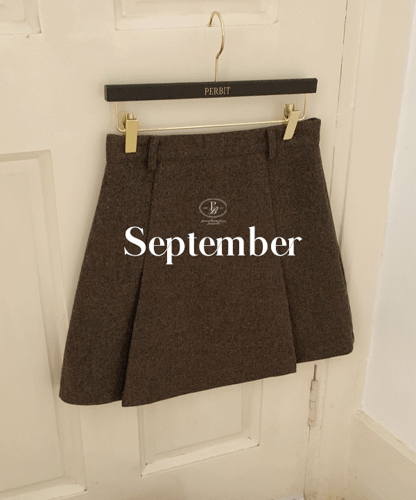 단독) 셉템버 핀턱 플리츠 울 스커트 - 3color