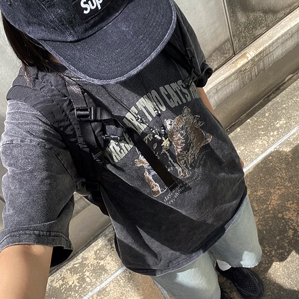 [오늘출발/빈티지/힙무드] 데빌 프린팅 루즈핏 반팔 티셔츠