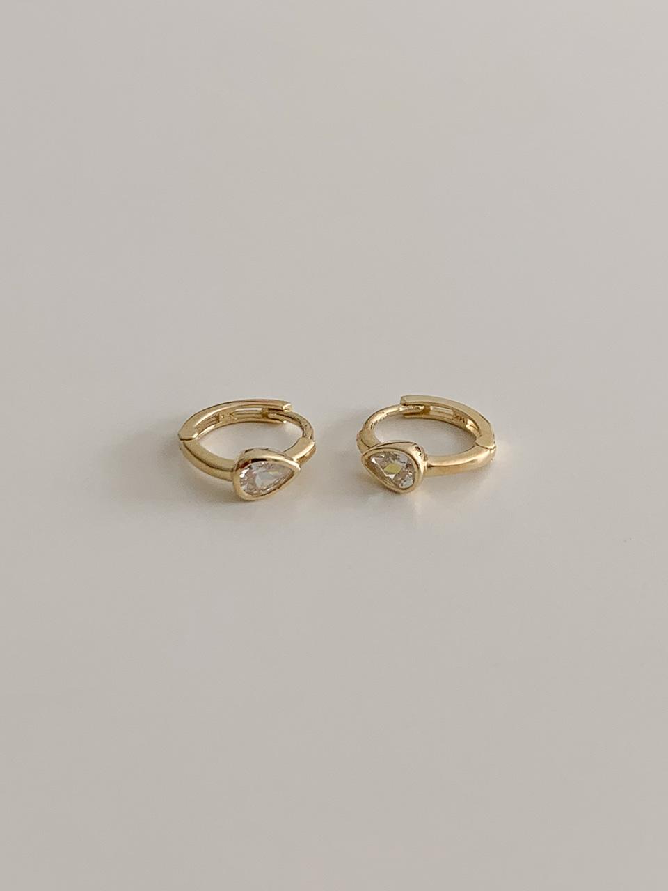 14k 페어 큐빅 원터치 귀걸이