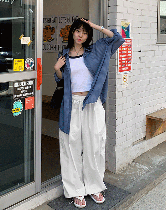 바온 [3천장돌파]필지오 썸머 스트라이프 오버 셔츠 (2color)