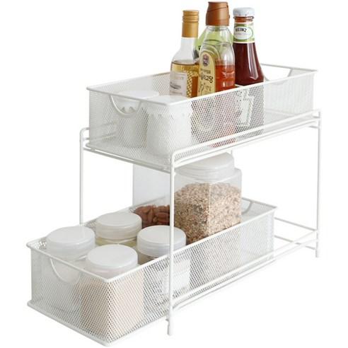 네이쳐리빙 2단 슬라이딩 메쉬 주방선반 - 주방수납바구니/바스켓 | 쿠팡