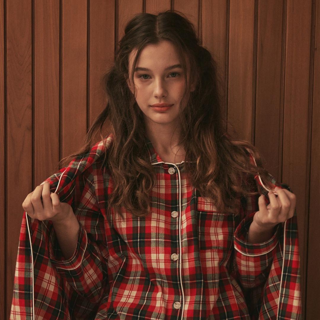 (w)앵커 타탄 파자마 레드