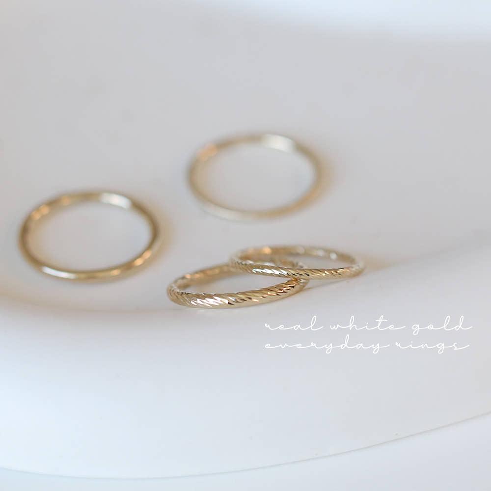 14k 18k 파이프 컷팅 레이어드 반지 검지 엄지 1.5mm 2mm (리얼화이트 골드)