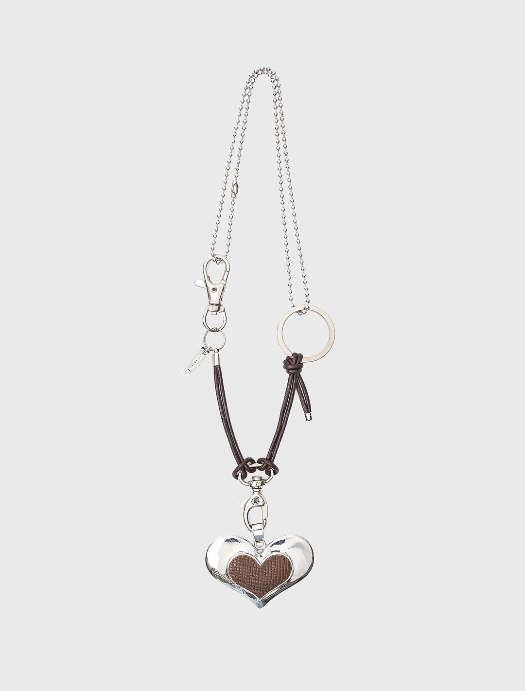 HEART LEATHER METAL NECKLACES (BROWN)