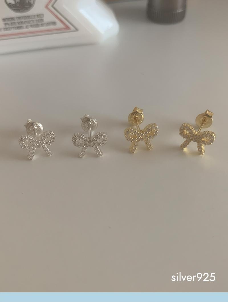 cubic ribbon earring (silver925)