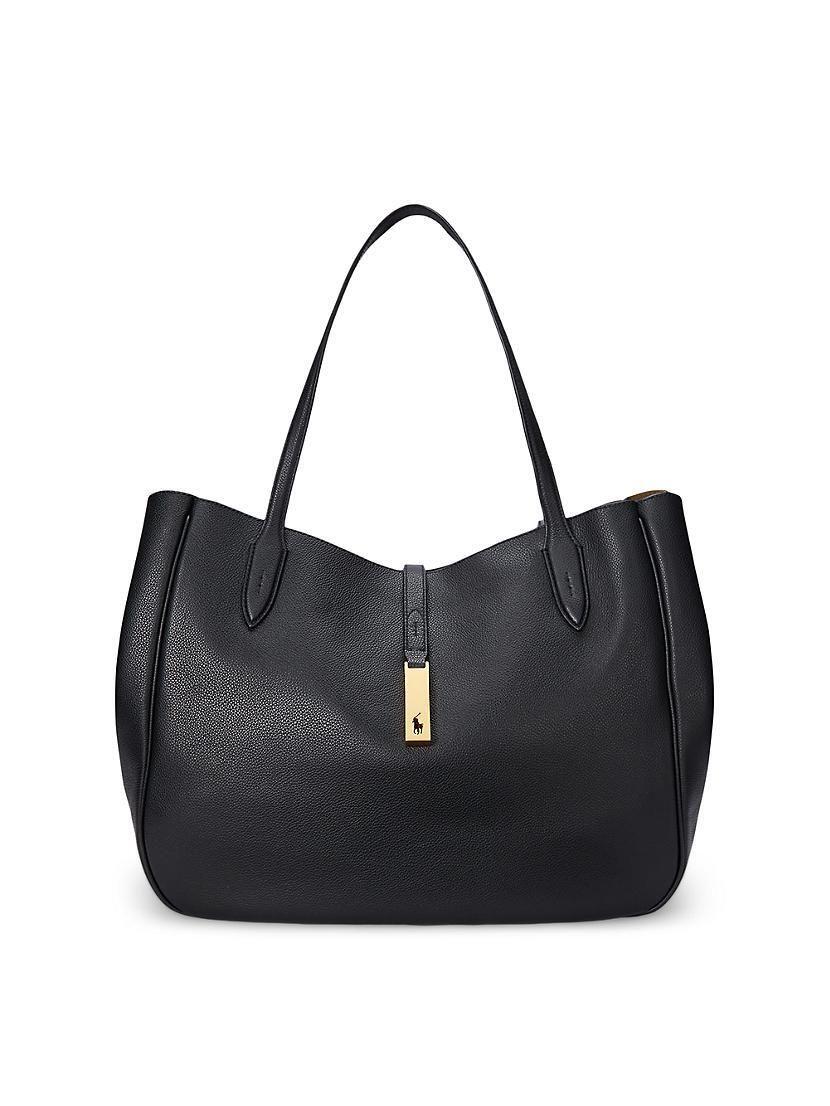 라지 폴로 가죽 토트 가방 Large Polo ID Leather Tote Bag 0400021269312 BLACK