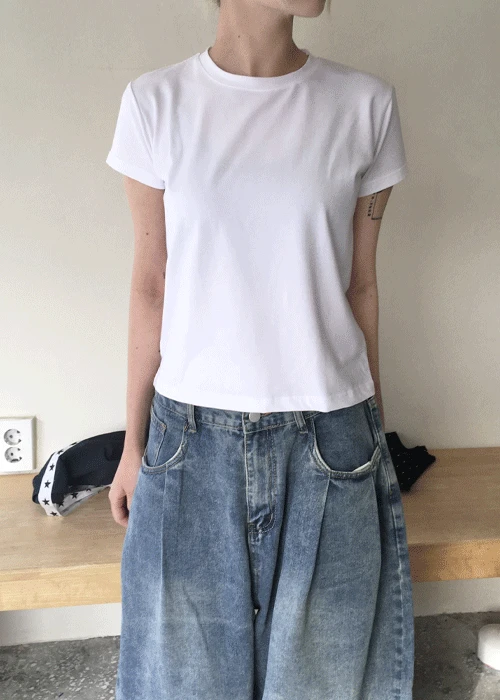 컨티 모달 스판 라운드 반팔 티셔츠