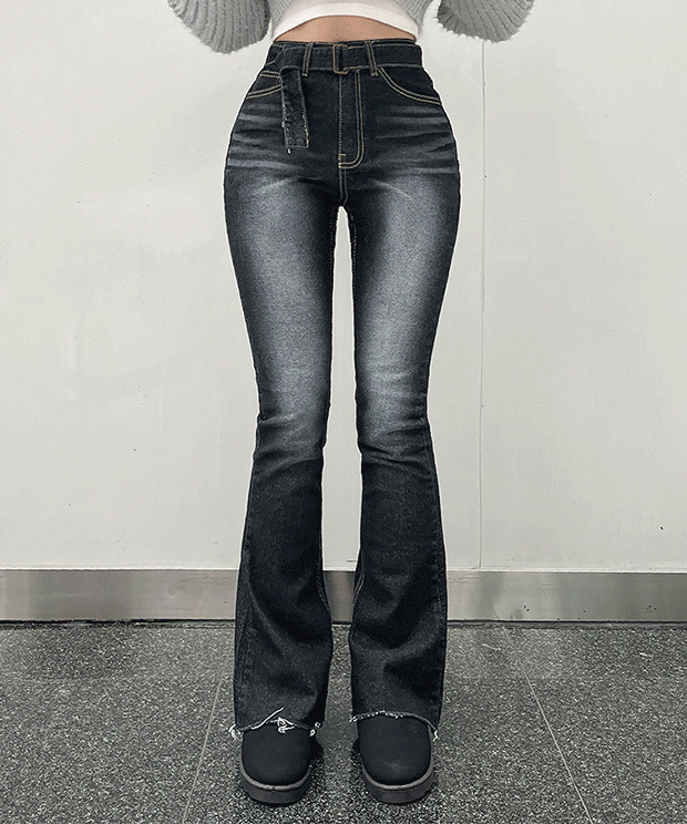 [벨트세트/프리미엄ෆ] 인생핏 청워싱 부츠컷팬츠,pt