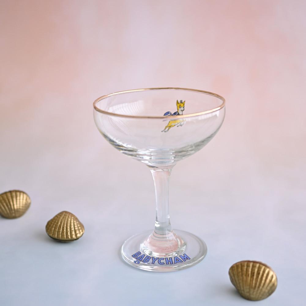 (2차 재입고) 빈티지 베이비참 babycham 골드림 와인 글래스