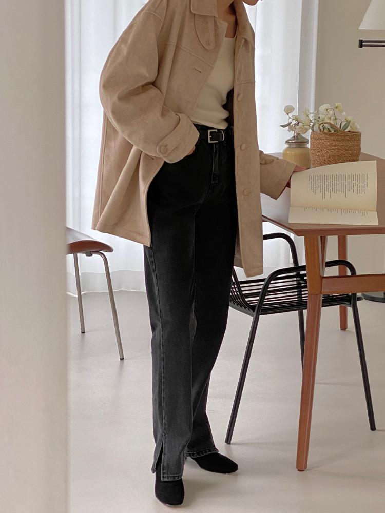 롱 스트레이트 슬릿 데님