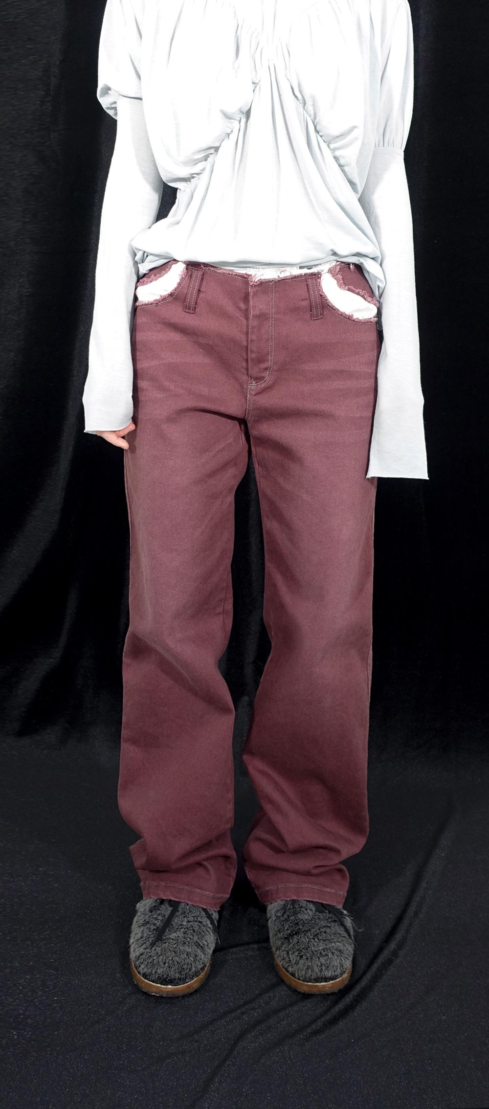 [fa.er.ie] washed cut-off pants (wine)