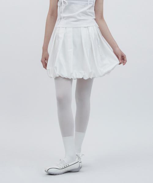 SATIN BALLOON SKIRT [WHITE]