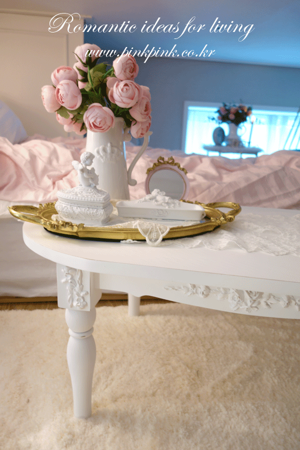 *쉐비 쁘띠 타원 테이블( 좌식테이블)