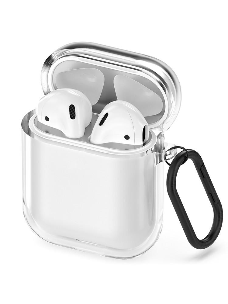 신지모루 에어팟 1세대 2세대 변색방지 TPU 투명 케이스+철가루방지 스티커+키링