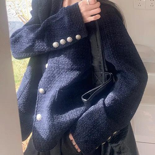 시드온 탄탄핏 라운드 포켓 루즈 트위드 자켓 JK8223 봄 가을 겨울 도톰 세미 캐주얼