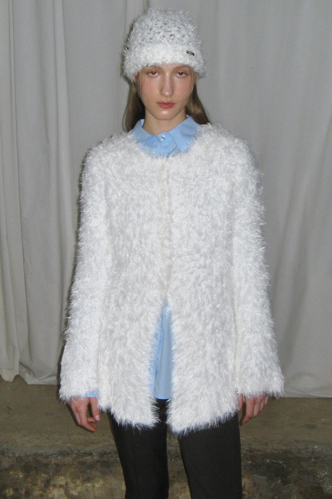 HAIRY SLIM CARDIGAN (WHITE)