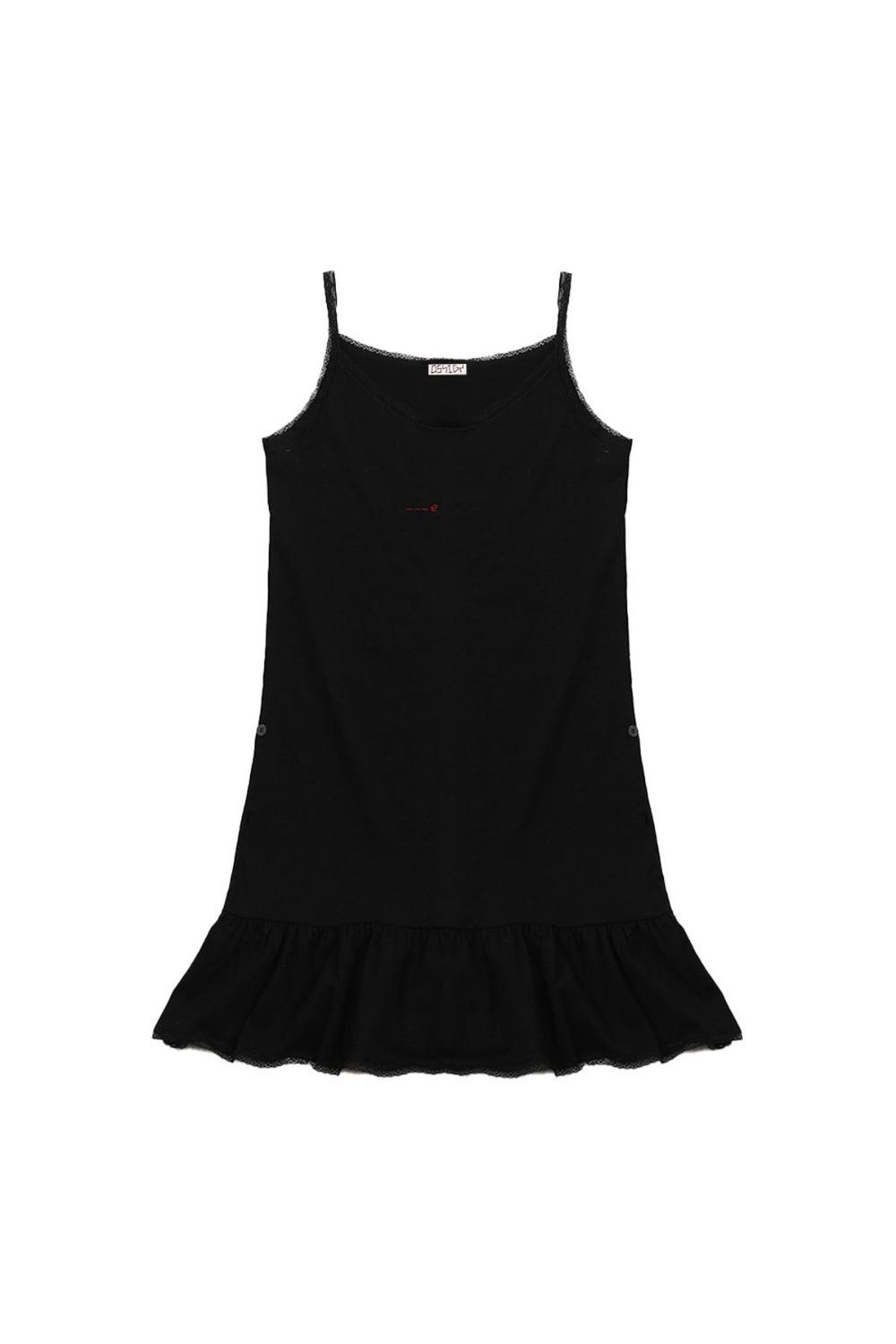 Lace Button Dress Black