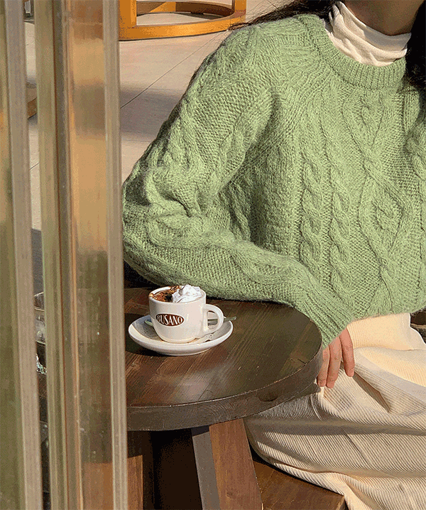 [48시간동안5%SALE] 카빈 케이블 알파카니트 (green)