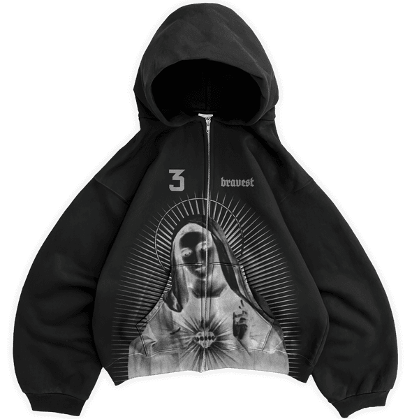 Black Mary Zip Up Hoodie