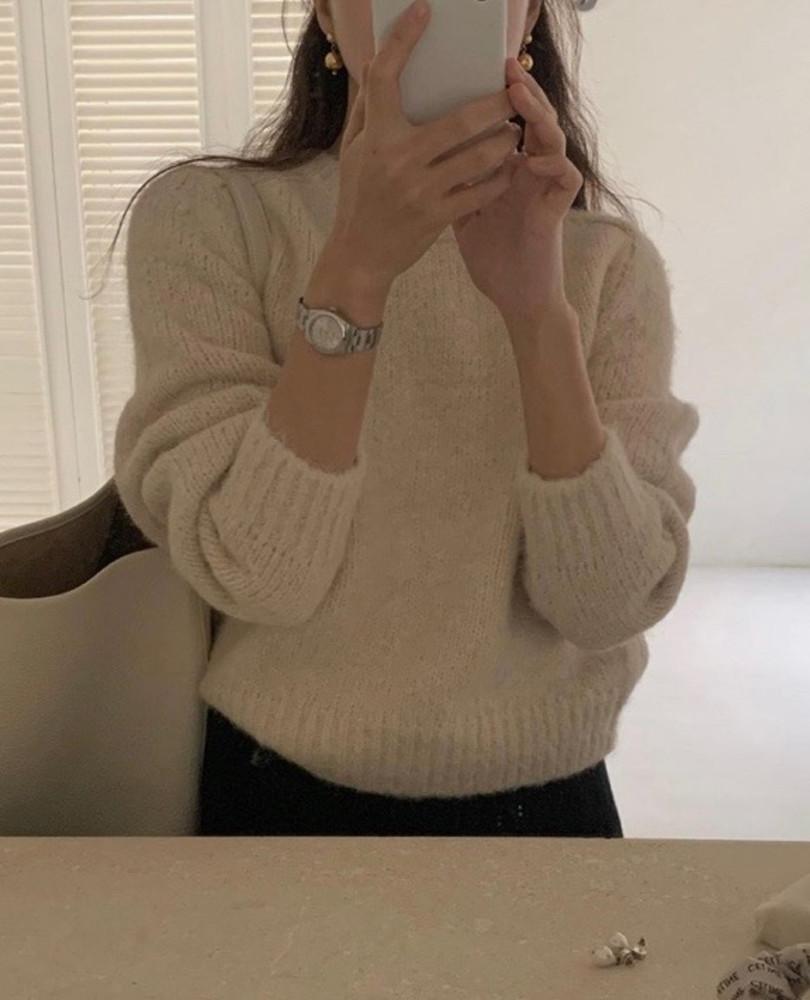 monique 모니크 캔디 니트 긴팔 라운드 데일리 nt (4col)