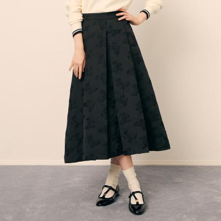 이런 상품 어때요? (JJ지고트) 리본 자카드 백 밴딩 플레어 스커트 GPAP0SK111