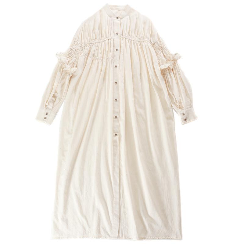 Ruffled shirring long dress【s0000001464】