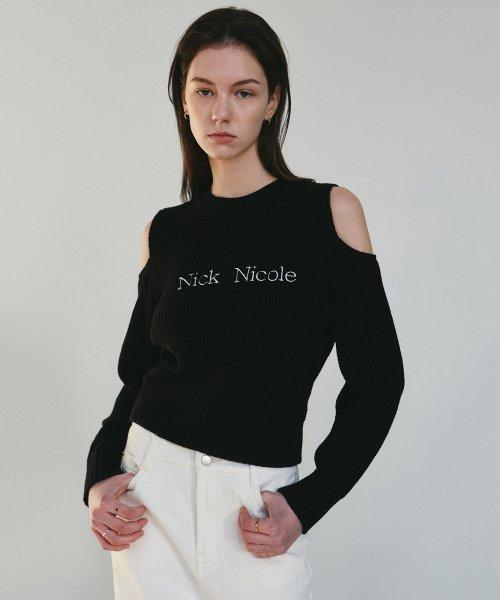 NICOLE CUT OUT CREW NECK KNIT_BLACK