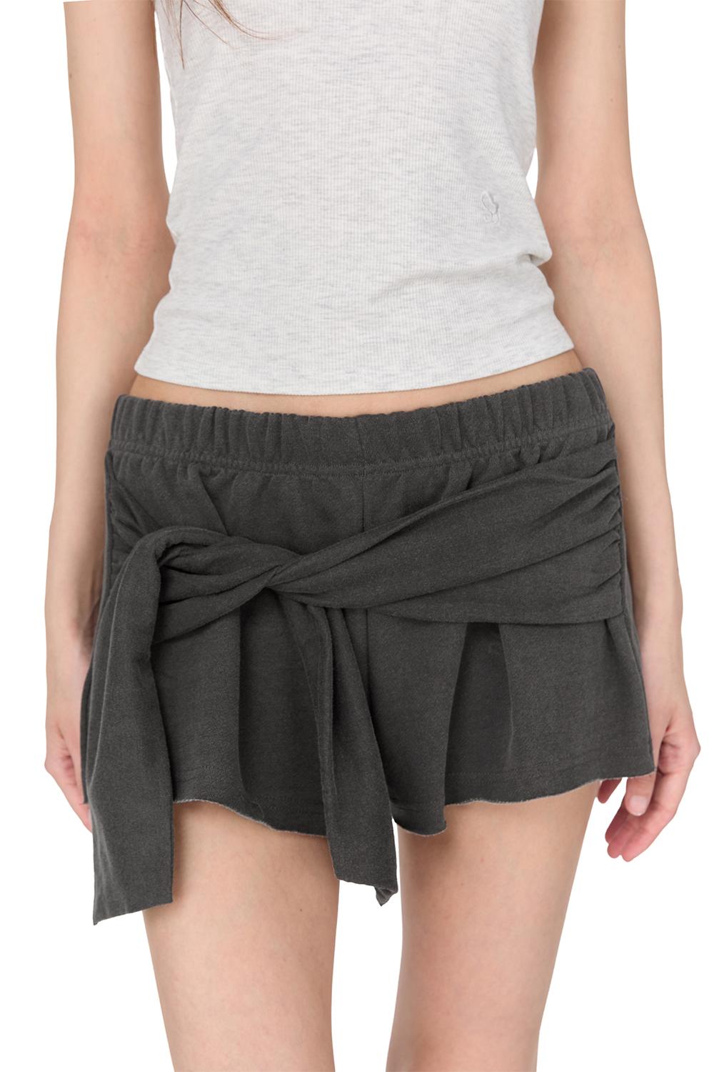 Tie Raw-cut Sweat Shorts, CHARCOAL